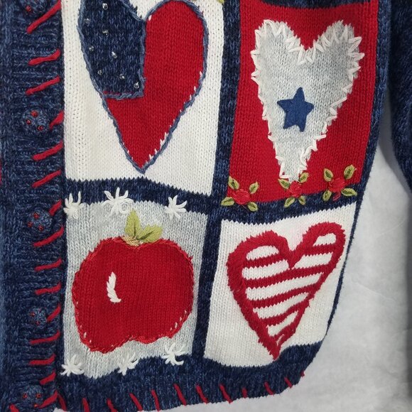 Heirloom Collectibles Cardigan Sweater Women M America USA Teacher Patriotic VTG - Picture 9 of 15